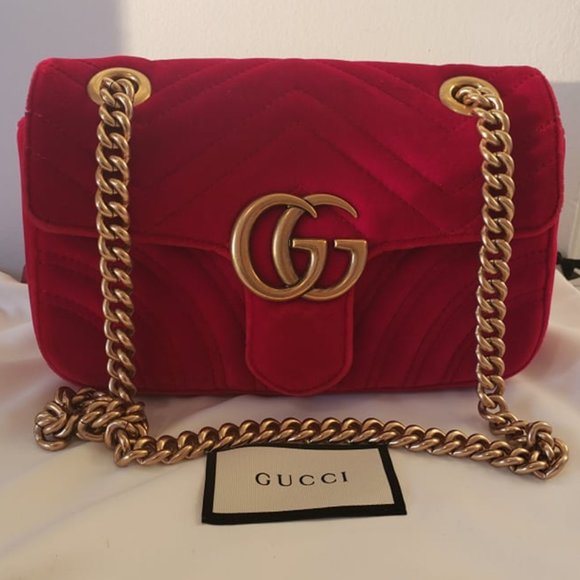 Gucci Handbags - ❌SOLD❌GUCCI Marmont Red Velvet Bag